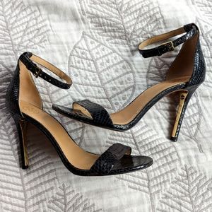 Tory Burch Snakeskin Leather Ankle Strap Heels